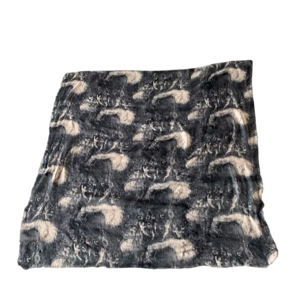 Maison Scotch Mythological Cherubs Scarf Wrap Black Beige Art Renaissance Sheer
